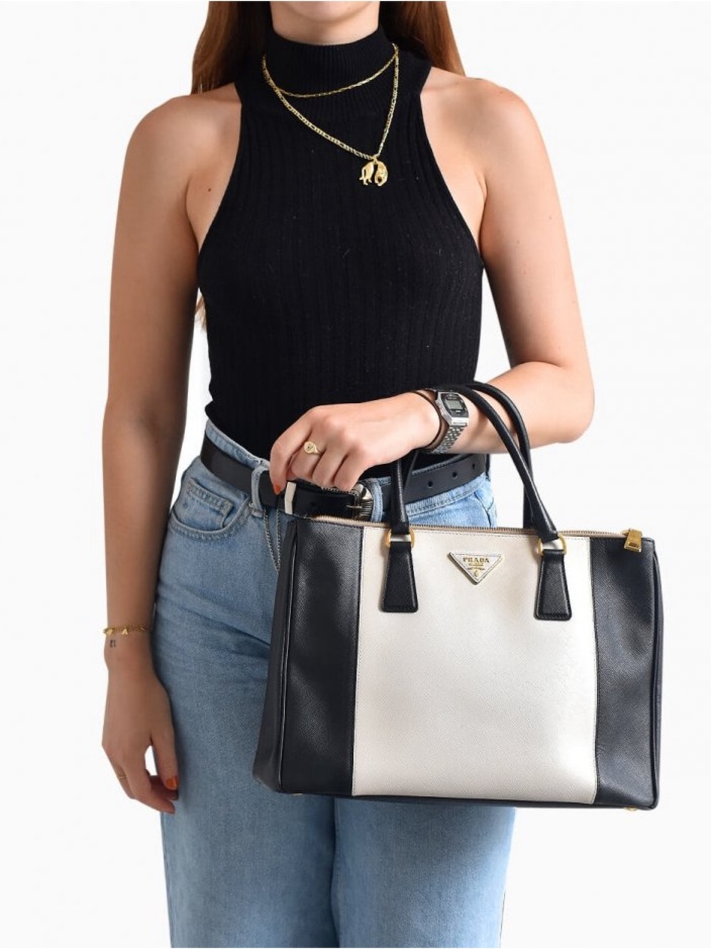 Prada Saffiano Leather Galleria Double Zip Bag